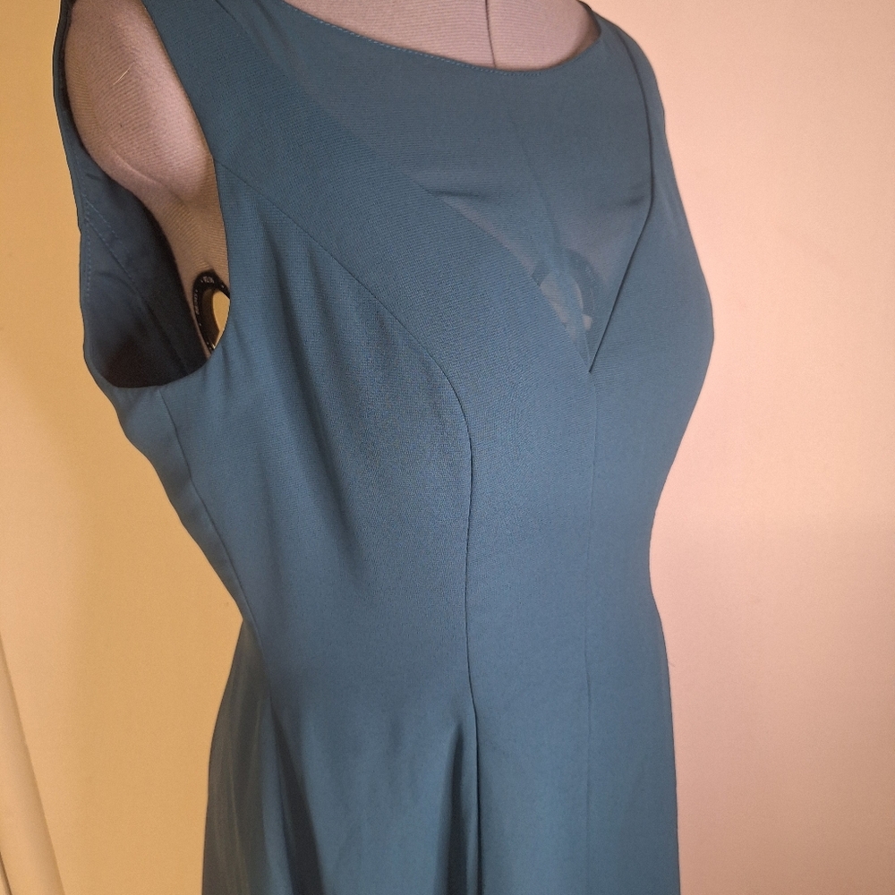 Azazie Teal Sleeveless Midi Dress